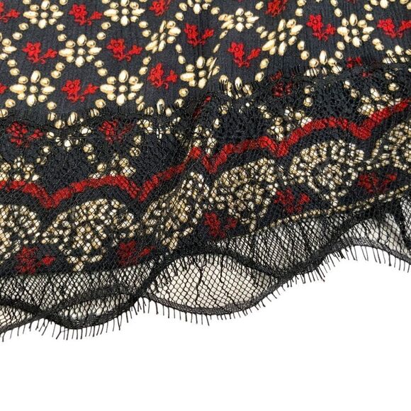 KNOX ROSE 100% Rayon Floral Off Shoulder Boho Top with Lace Trim at Hem Sz S - Picture 7 of 9